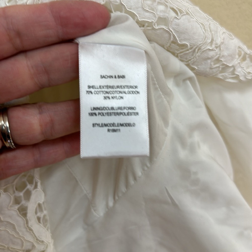 SB by SACHIN & BABI white lace peplum high low top size M - Picture 5 of 6
